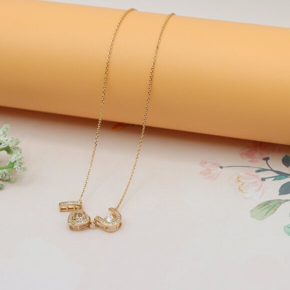 "Rose Gold “I ♥ U” Pendant Necklace with Crystals , XPNL0167 - Picture 10 of 13